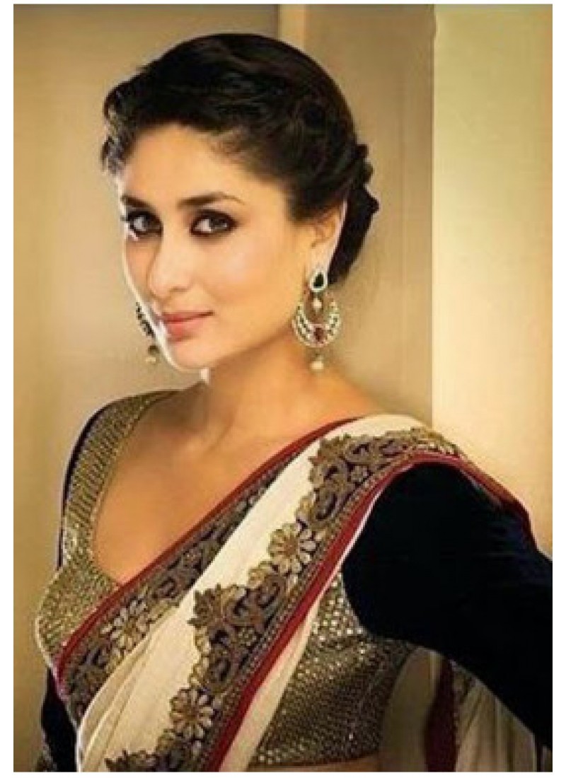 kareena kapoor black and white saree